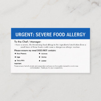 Multiple Food Allergy Alert Visitkort