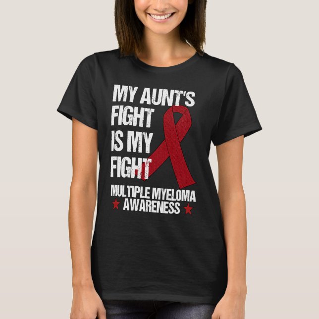 Multiple Myeloma Awareness Burgundy Ribbon Aunt's  T Shirt (Framsida)