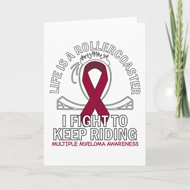 Multiple Myeloma cancer awareness burgundy ribbon Kort (Framsida)