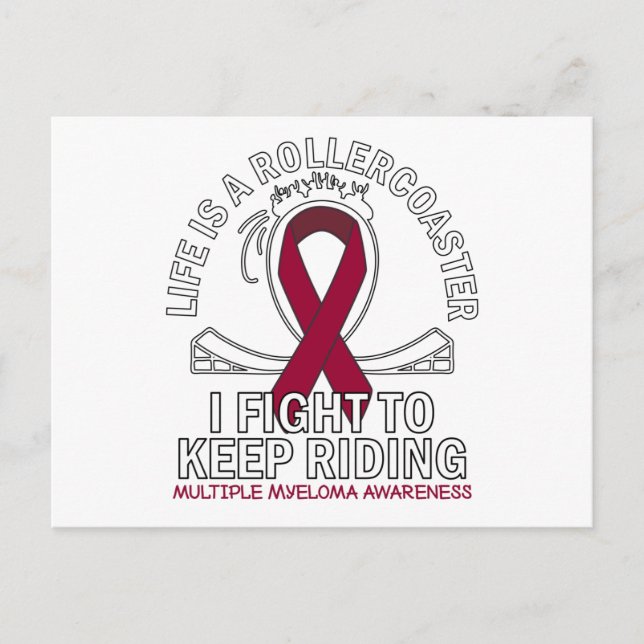 Multiple Myeloma cancer awareness burgundy ribbon Vykort (Framsida)