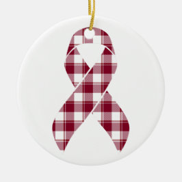 Multiple Myeloma Cancer Awareness Plaid Burgundy  Julgransprydnad Keramik