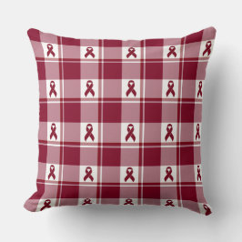Multiple Myeloma Cancer Awareness Plaid Burgundy Kudde