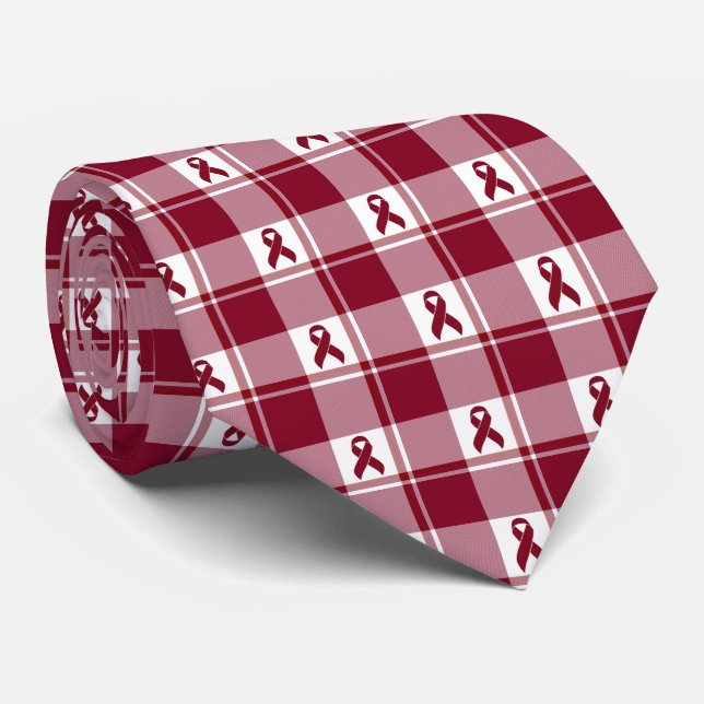 Multiple Myeloma Cancer Awareness Plaid Burgundy Slips (Rullad)