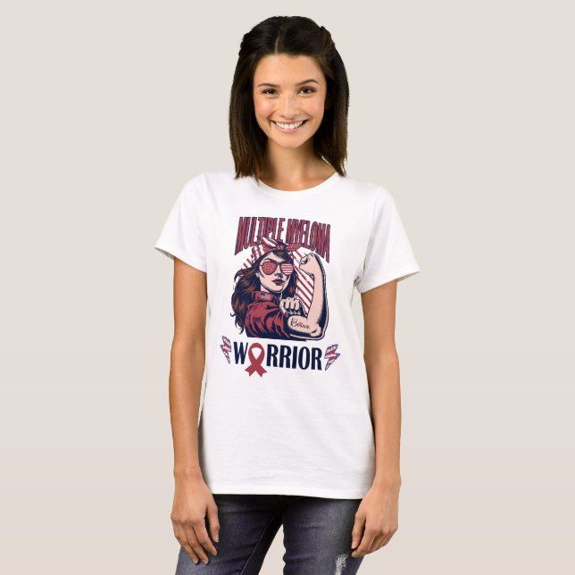 Multiple Myeloma Warrior Believe and Fight T Shirt (Hel framsida)