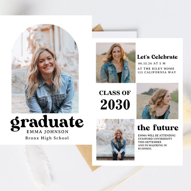 Multiple Photo Graduation Card, Minimalist Senior  Inbjudningar (Skapare uppladdad)