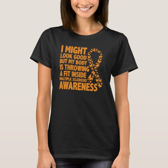 Multiple Sclerosis Awareness Month Orange Ribbon a T Shirt (Framsida)