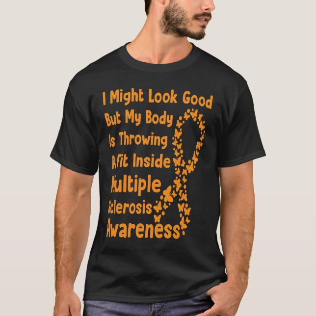 Multiple Sclerosis Awareness Month Orange Ribbon a T Shirt (Framsida)