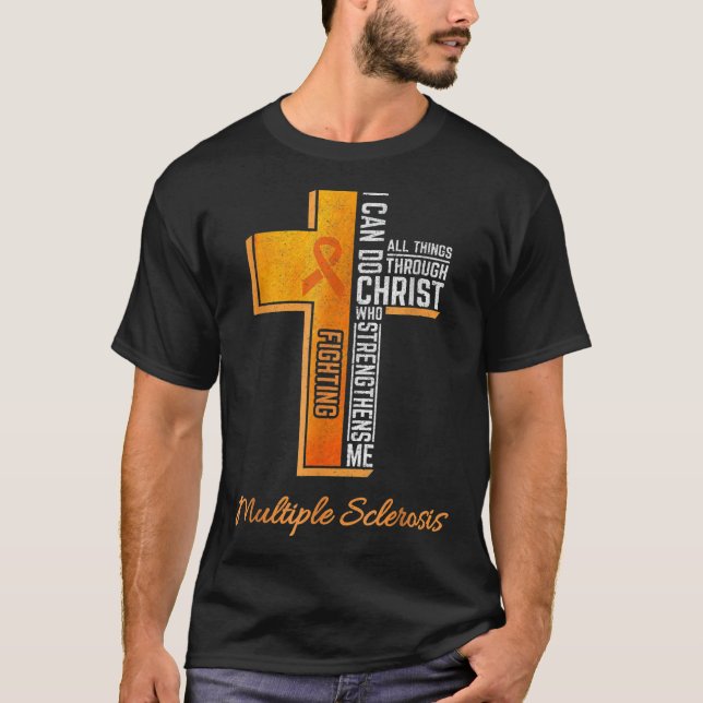 Multiple Sclerosis Awareness MS Ribbon Christian C T Shirt (Framsida)