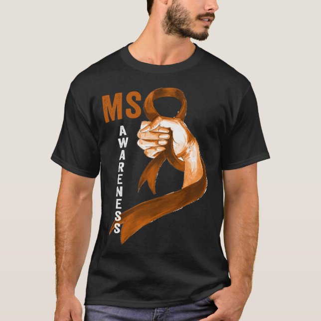 Multiple Sclerosis Orange Ribbon Men Women MS Awar T Shirt (Framsida)