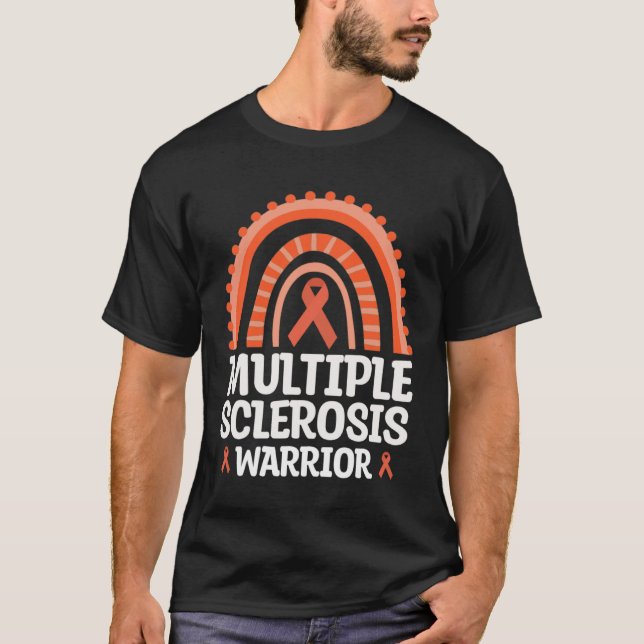 Multiple Sclerosis Warrior Orange Ribbon MS Awaren T Shirt (Framsida)