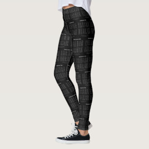 Multiplicera Bord-vit text på Mörk Leggings