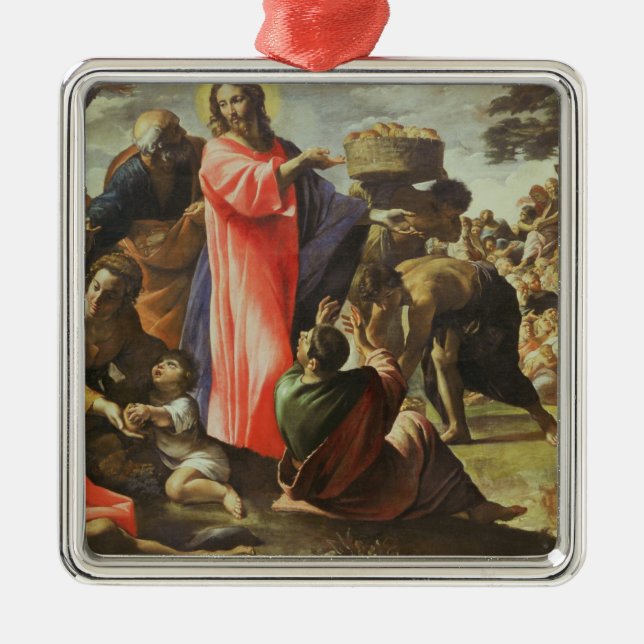 Multiplikationen av loavesna och fiskarna julgransprydnad metall (Framsidan)