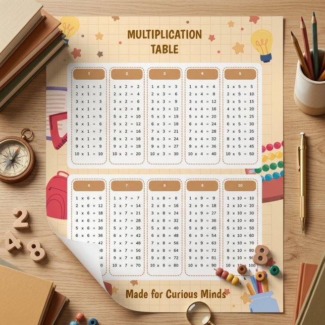 Multiplikationstabell Lärandekarta med Skoltema Poster (School Theme Multiplication Table Learning Chart)