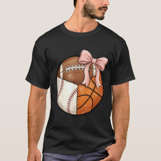 Multisportboll Rosa båge Baseboll Fotboll T Shirt