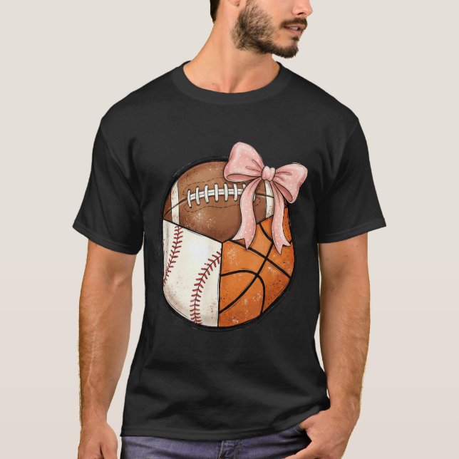 Multisportboll Rosa båge Baseboll Fotboll T Shirt (Framsida)
