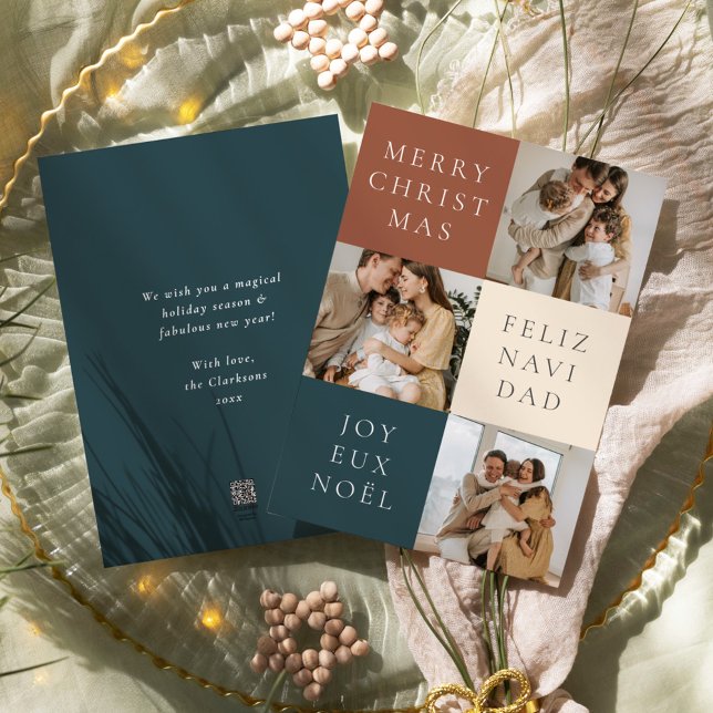 Multispråkig God Jul Modernt Foto Julkort (Skapare uppladdad)