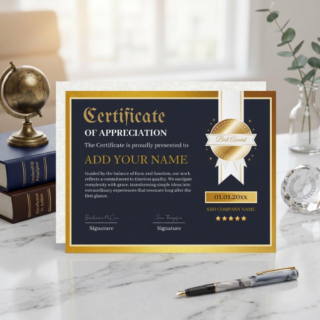 Multisyftecertifikat för prestation och erkännande (Modern Minimalist Multipurpose Achievement & Recognition Certificate Template)