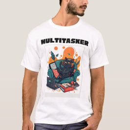 Multitaskande katt - Rolig lat spelande katt T Shirt