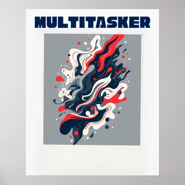 Multitasker Abstrakt Fluid Konst - Modern Retro Poster (Framsidan)