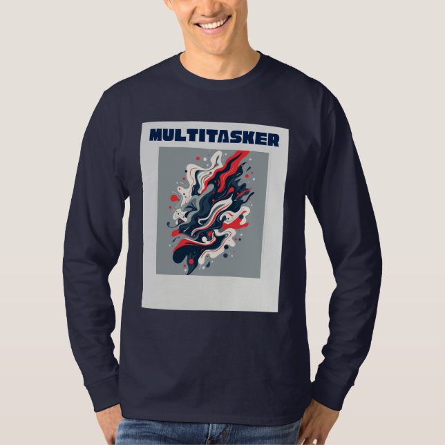 Multitasker - Abstrakt Retro Fluid Art T-Shirt (Framsida)