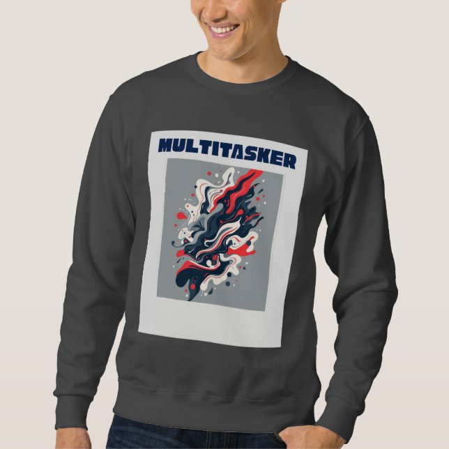 Multitasker - Abstrakt Retro Fluid Art T-Shirt Lång Ärmad Tröja (Framsida)