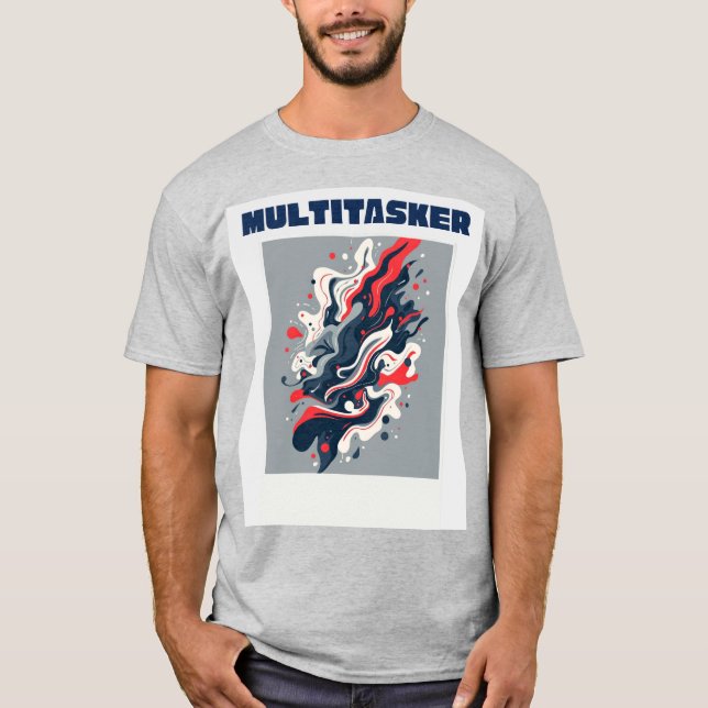 Multitasker - Abstrakt Retro Fluidkonst T Shirt (Framsida)