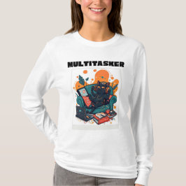 Multitasker Cat - Funny Lazy Gaming Cat Longsleeve T Shirt