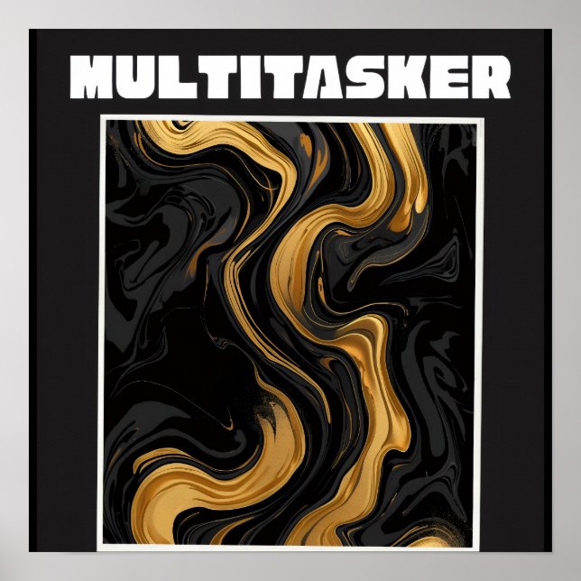 Multitasker Gold Liquid Marble - Lyxig Abstrakt Poster (Framsidan)