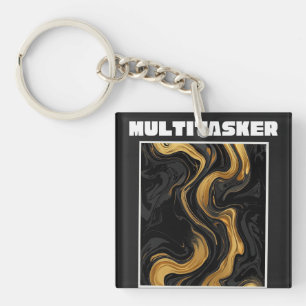 Multitasker Guld & Svart Flytande Marmor Abstrakt