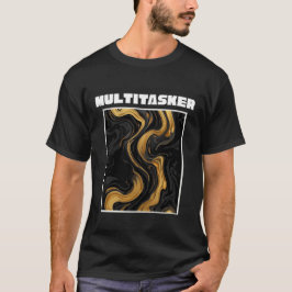 Multitasker Guld & Svart Flytande Marmor Abstrakt T Shirt