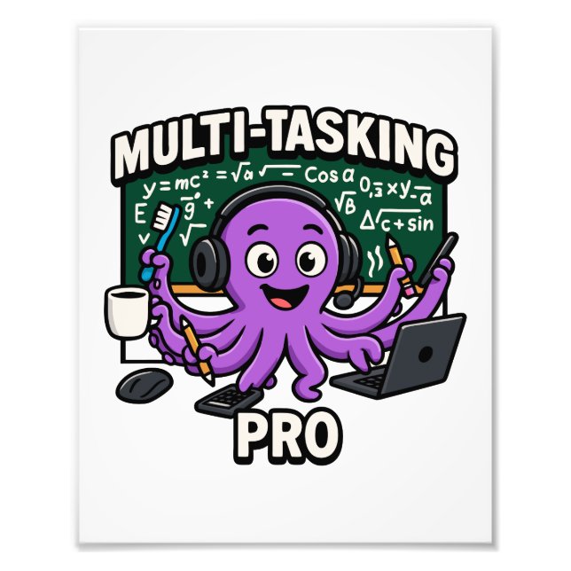 Multitasking Octopus Classroom Learning Pro Fototryck (Framsidan)