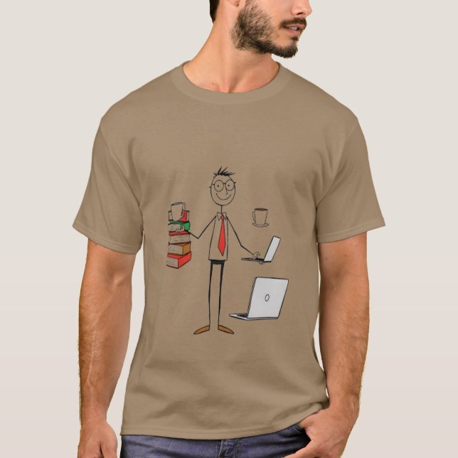 Multitasking Teacher Life Shirt - Bokar, kaffe och T Shirt (Framsida)