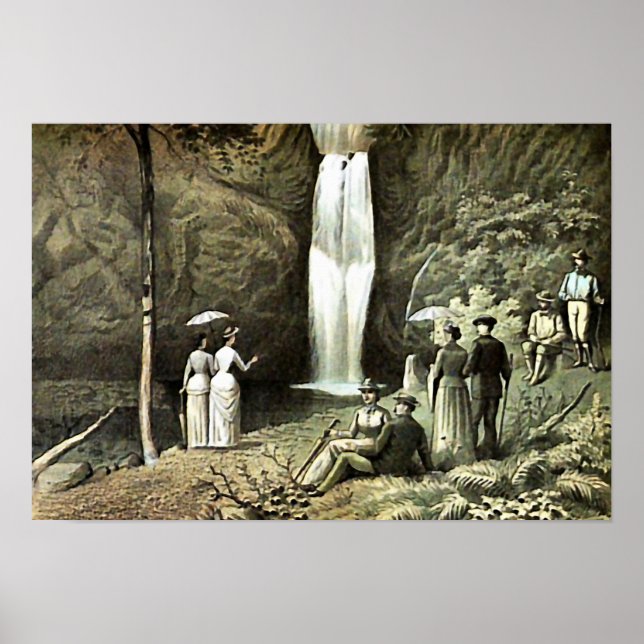 Multnomah Falls Corbett Oregon Edwardian Wall Art Poster (Framsidan)
