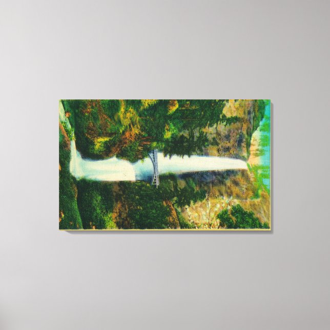 Multnomah Falls och Benson Foot Bridge 2 Canvastryck (Framsida)