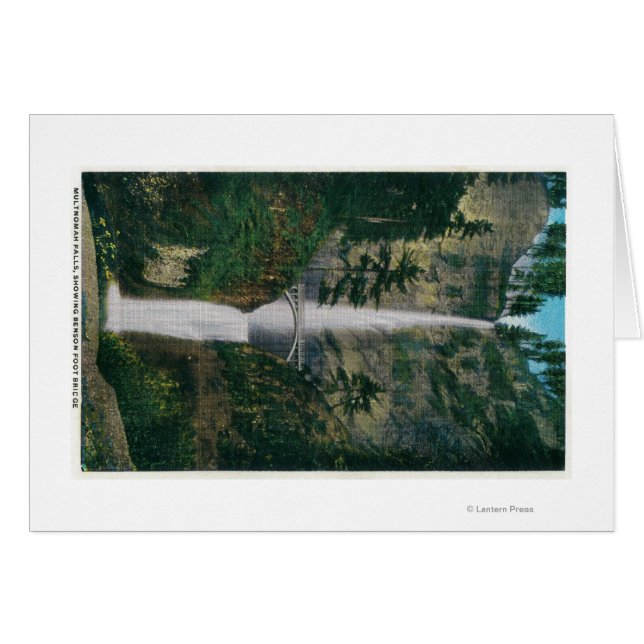 Multnomah Falls och Benson Foot Bridge 2 Hälsningskort (Framsidan Horizontal)