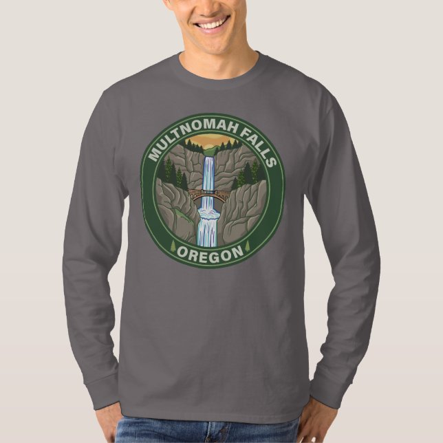 Multnomah Falls Oregon T Shirt (Framsida)