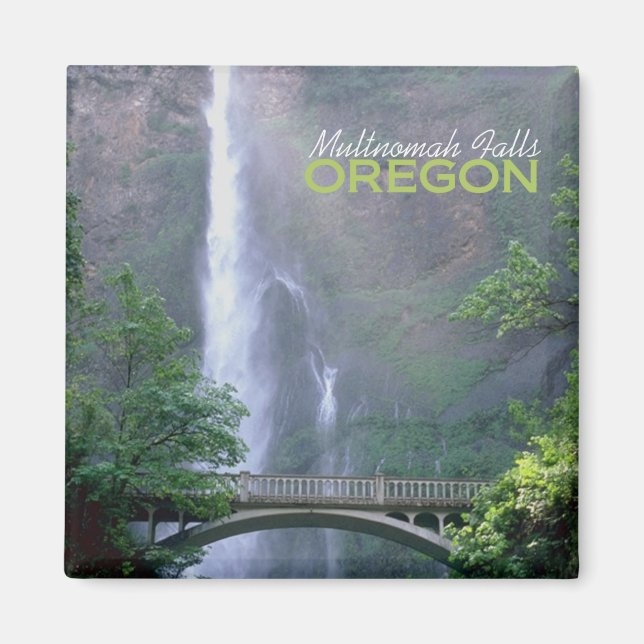 Multnomah Falls Oregon Travel Souvenir Magnet (Framsidan)