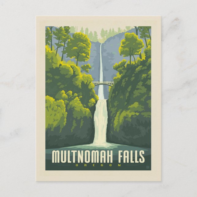 Multnomah Falls | Oregon Vykort (Framsida)