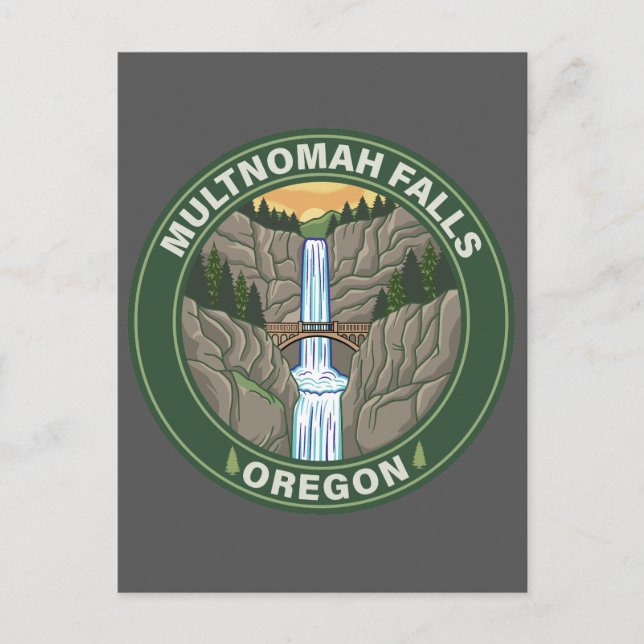 Multnomah Falls Oregon Vykort (Framsida)