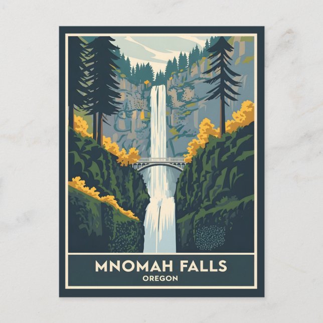 Multnomah Falls Oregon Vykort (Framsida)
