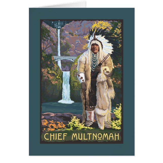 Multnomah Falls, OregonChief Multnomah Hälsningskort (Framsidan)