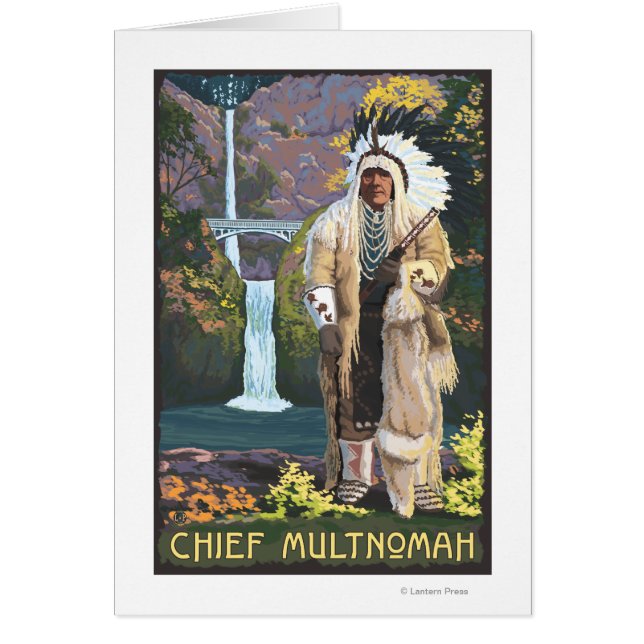 Multnomah Falls, OregonChief Multnomah Hälsningskort (Framsidan)