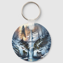 Multnomah Falls Snowy Julgran Nyckelring
