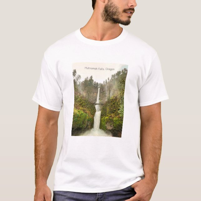 Multnomah Falls T Shirt Oregon Waterfall (Framsida)
