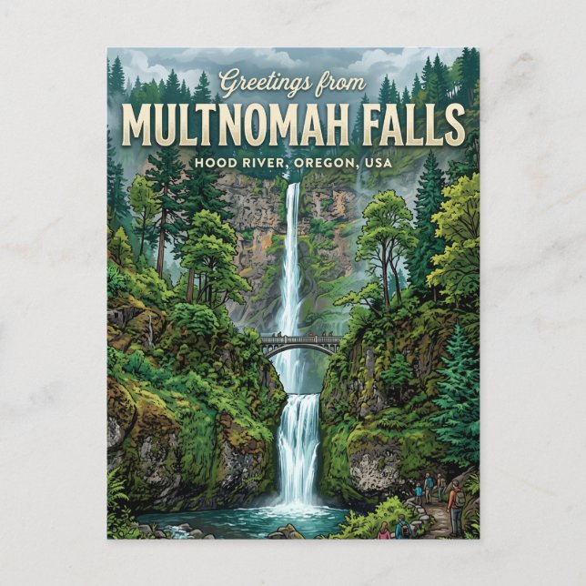 Multnomah Falls USA Vykort (Framsida)