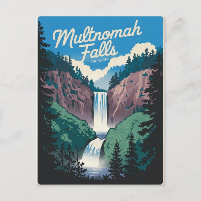 Multnomah Falls vintage-retro  Vykort (Framsida)