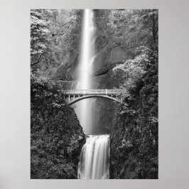 Multnomah Falls Waterfall med Benson Bridge Poster