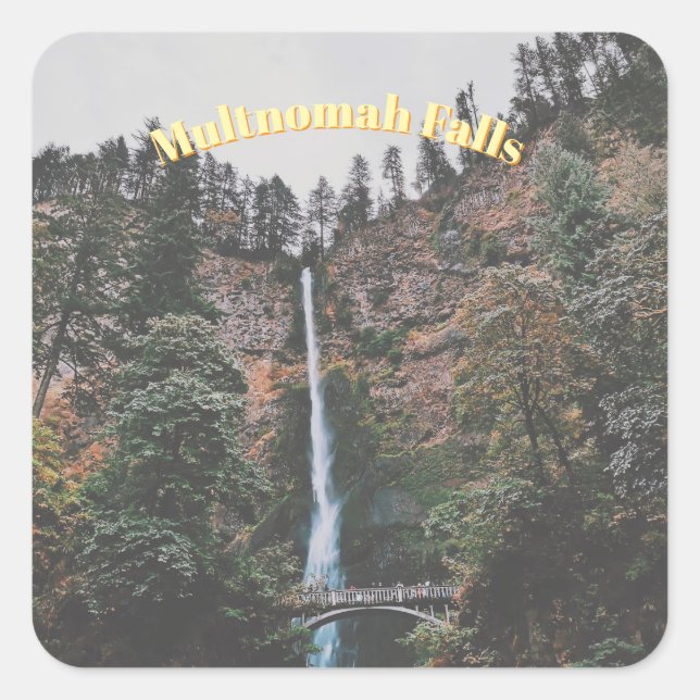 Multnomahfallen Fyrkantigt Klistermärke (Framsida)