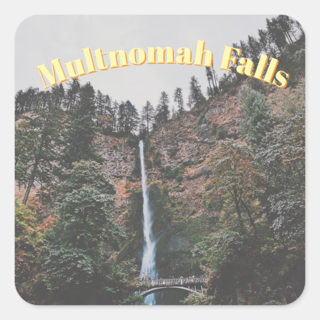 Multnomahfallen Fyrkantigt Klistermärke (Framsida)