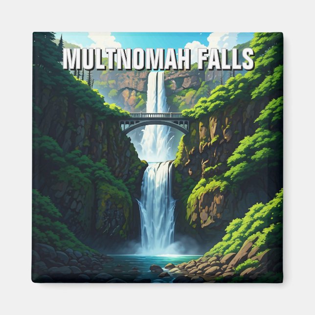 Multnomahfallen Oregon Magnet (Framsidan)